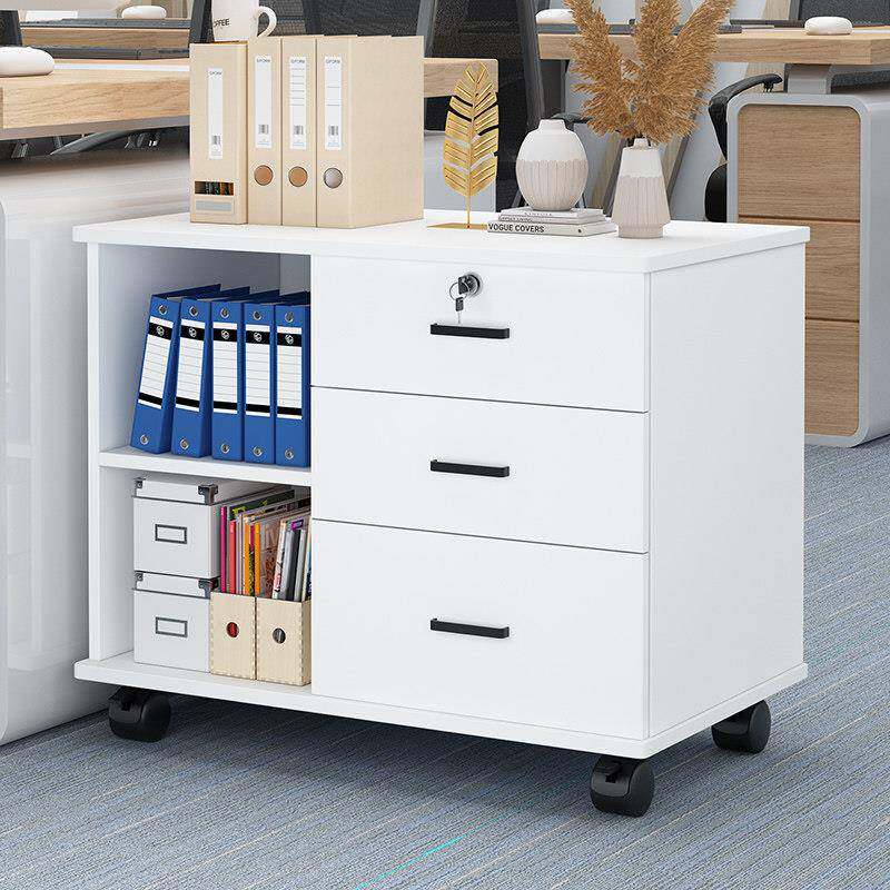免安装办公室小柜子木质带锁抽屉柜移动收纳柜带轮桌下矮柜收纳柜