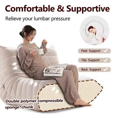 全海绵压缩沙发奶油风毛毛虫懒人沙发单人休闲椅网红布艺沙发客厅