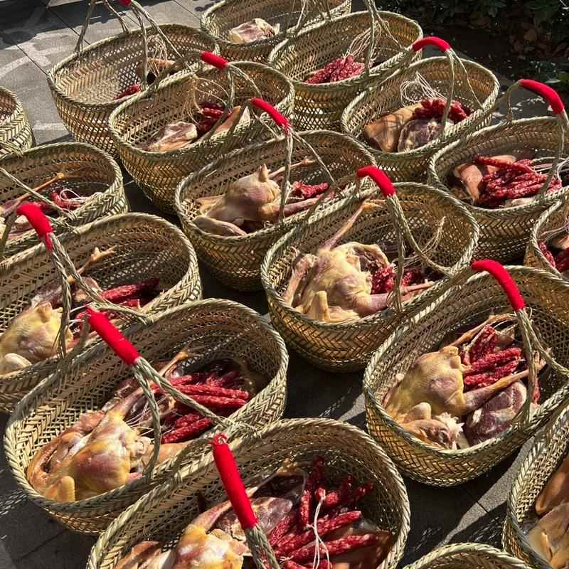 菜篮厨房竹蓝竹编竹篮手提篮编织装水果买菜竹篮大篮子手工
