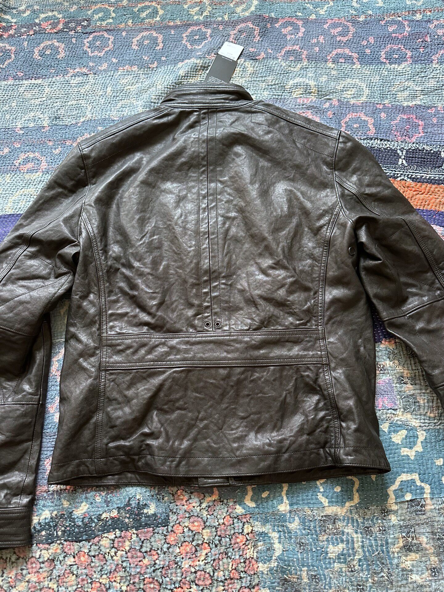 Ralph Lauren Black Straight Zip Leather Jacket — front