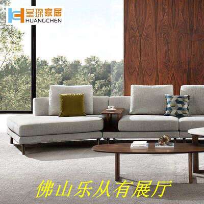 现代客厅直排沙发酒店接待商务沙发现代简约布艺L型组合沙发