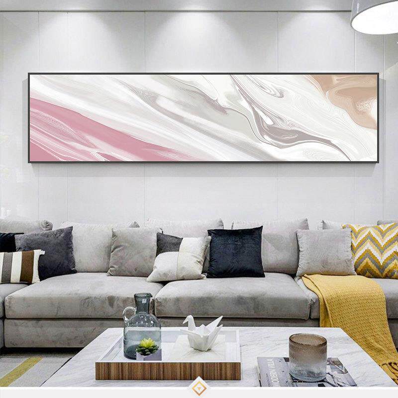 个性粉色现代抽象壁画客厅装饰画卧室床头挂画沙发背景横大幅墙画