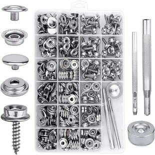 跨境323pcs螺丝大白扣帆布篷布暗按扣金属纽扣四合扣安装 工具套装