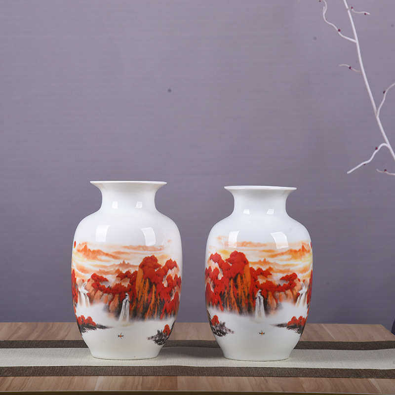 抖音爆款景德镇陶瓷器花瓶摆件鸿运当头三件套客厅电视柜玄关装饰,家居饰品,花瓶,淘宝优惠券,粉丝福利购,淘宝优惠卷