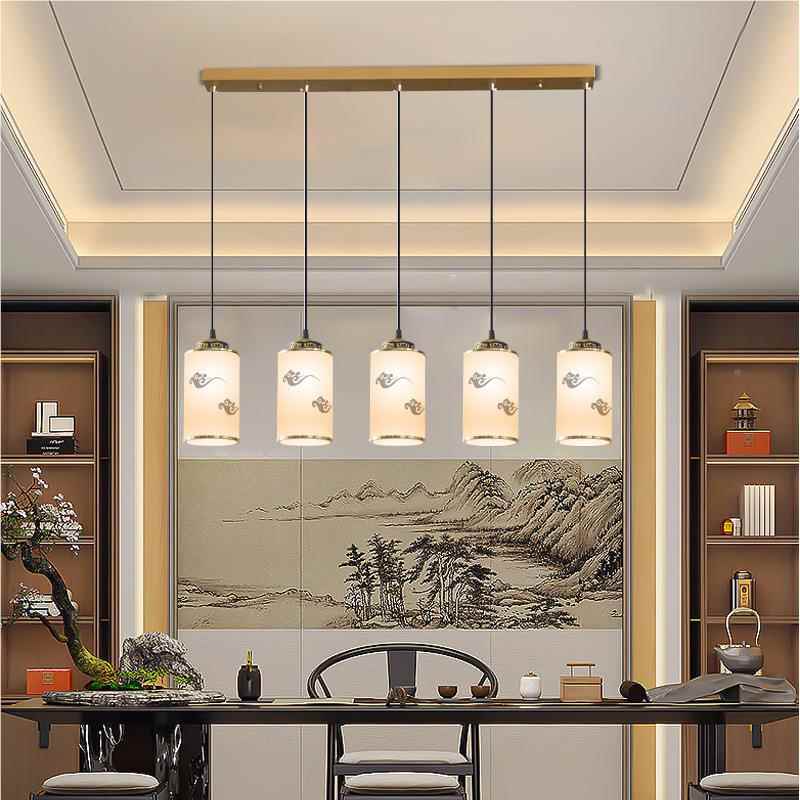 新中式餐厅吊灯灯中国风书房茶室家用169别墅村自建房具农铜灯ED