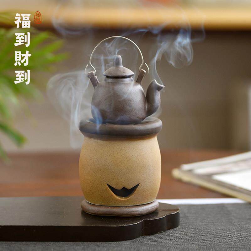 福在眼前 创意水壶倒流香炉陶瓷摆饰小众高级感中国风家用香薰炉