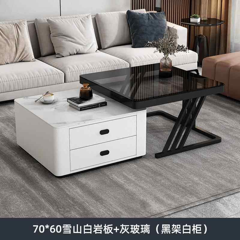 轻奢几厅家用HZN玻璃岩板网红桌子现代简约茶小户型新客款方形茶