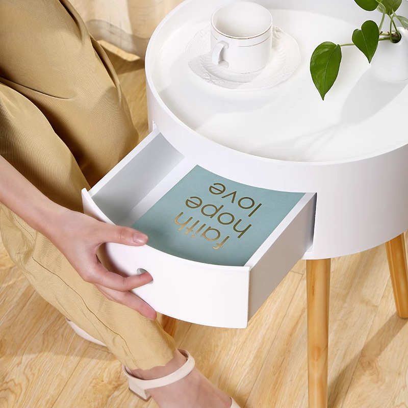 床头柜小型实木简约现代圆形新款创意个性代替床头小边几ins风