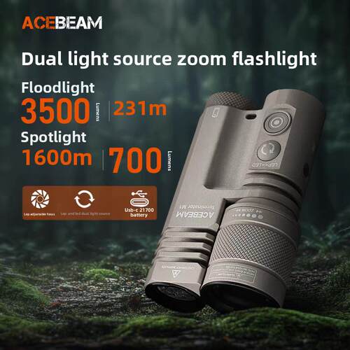 Acebeam M1超亮远程1600米变焦手电筒白色激光超远距离相机户外探