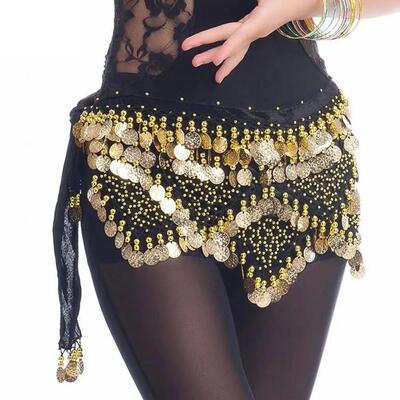 Velvet Women Belt Belly Dance Waist Wrap Skirt Chain Golden