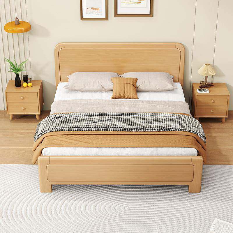 榉木实木床现代简约1.8米1.5米主卧双人床1.2m小户型儿童工厂直销