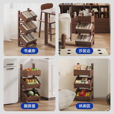 客厅小书架落地儿童可移动实木床头飘窗简易卧室多层收纳展示柜子