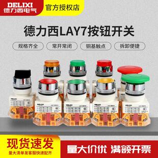 德力西LAY7-11BN开关按钮电源自复位按压式自锁启动平头旋钮带灯