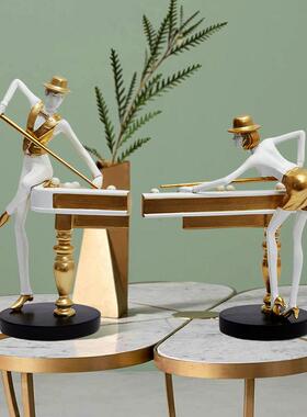 北欧风格简约打台球斯洛克人物家居装饰摆件工艺品台球馆装饰品