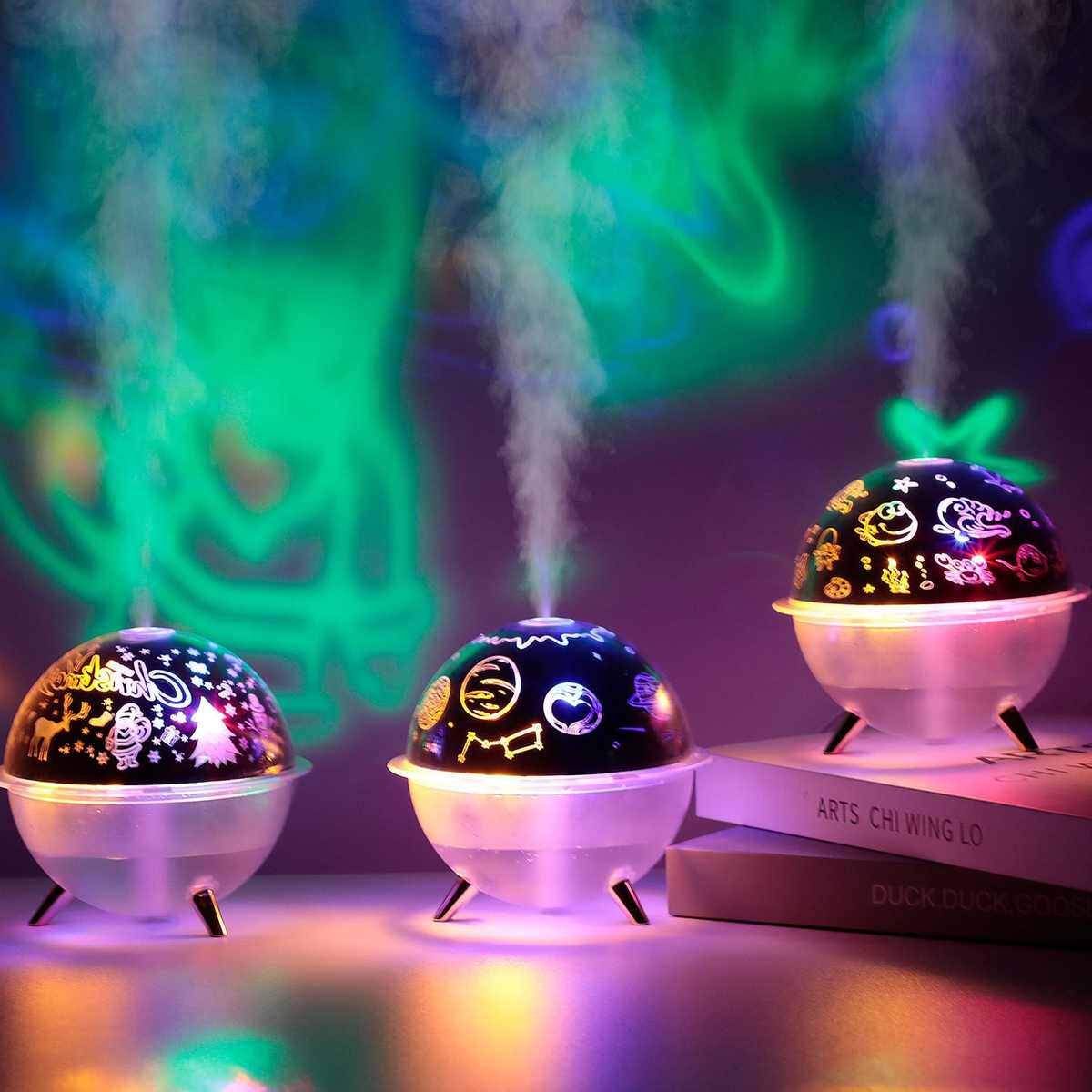 新款星空投影氛围灯加湿器 创意卧室氛围小夜灯迷你加湿器家用