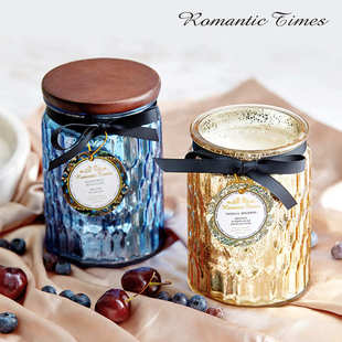 创意浮雕玻璃杯大豆椰子蜡蜡烛香氛香薰蜡烛灯野兽香薰暖光