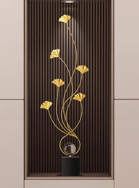 入户玄关壁龛银杏叶摆件迁客电视柜装饰品高感搬小号铁艺家乔新级