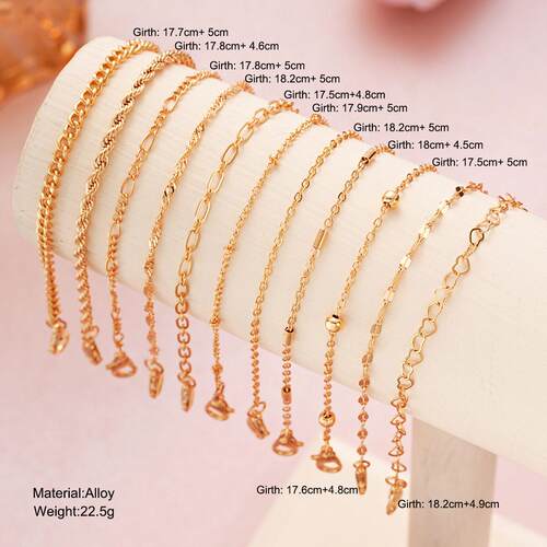 Bracelets set of 11 pieces跨境镂空爱心麻花炼条手錬手饰11件套