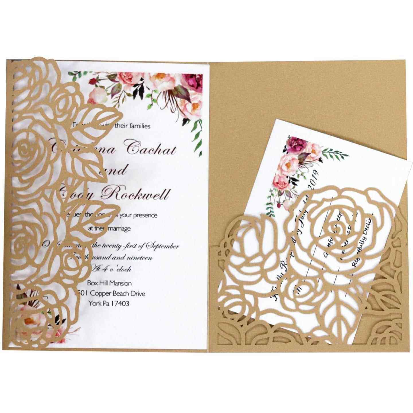 蓝色玫瑰花激光婚庆情人节请柬西式商务邀请函结婚请帖镂空贺卡