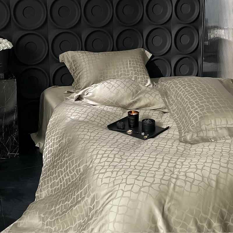 春夏莱尔兰精人天丝提件OUI花四套时尚轻奢床单款家赛用双套件