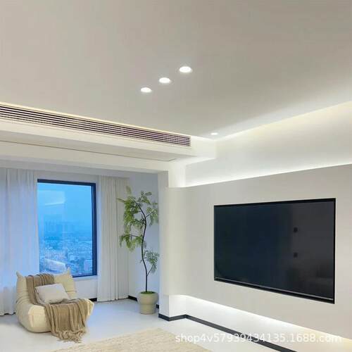 筒性灯防l炫光全普e25875公分孔中光深杯d灯中山灯具客厅无主灯筒