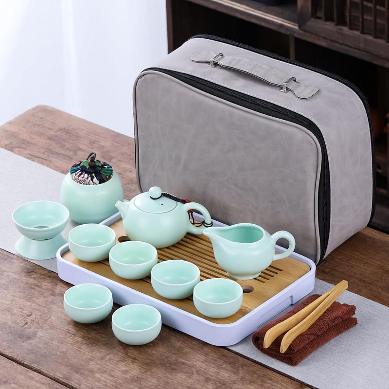 陶瓷旅行功夫茶套装小套装家用一壶六杯手提式袋户外简易茶壶茶杯