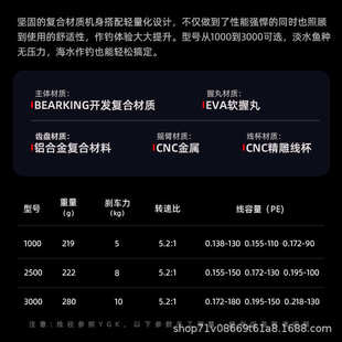 熊王2024新款卡尔泛用纺车轮斜口中杯路亚轮防水巨物轮全水域作钓