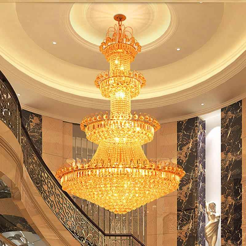 灯水晶吊大气别墅复式酒店客厅灯现代约中具空楼梯欧见描述式灯简