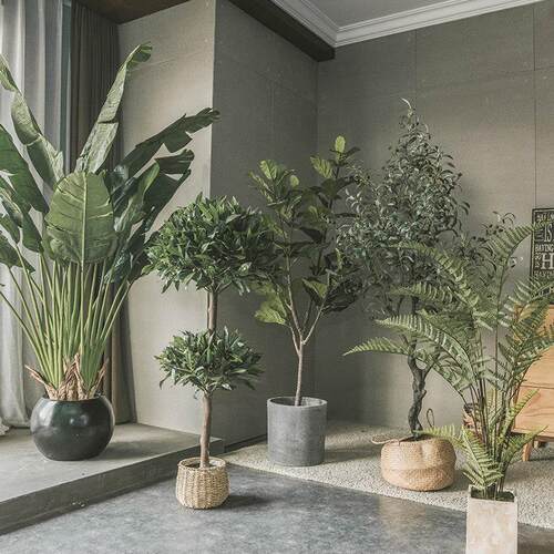 彷真绿色植物高端轻奢室内氛围装饰假树落地盆栽摆件高级彷生假植