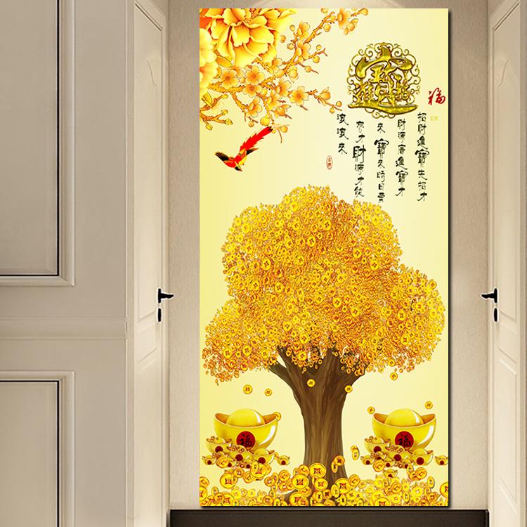 发财树招财自粘背景墙贴图客厅沙发背景墙装饰画海报挂画壁画现代图片