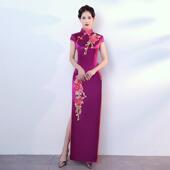 中老年特高端台表演舞 仿真舞丝走秀旗演出服长款 正品 袍2025新模款