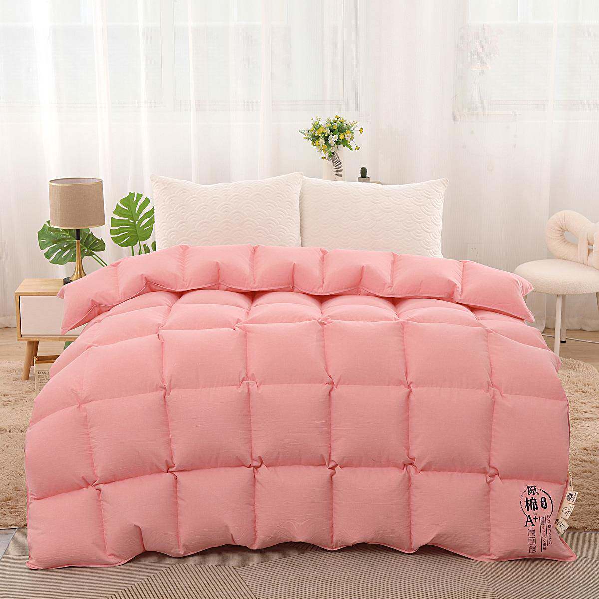 色织水 洗棉羽绒被 壳双层充自绒半成品羽绒被翻POC新厂家直销