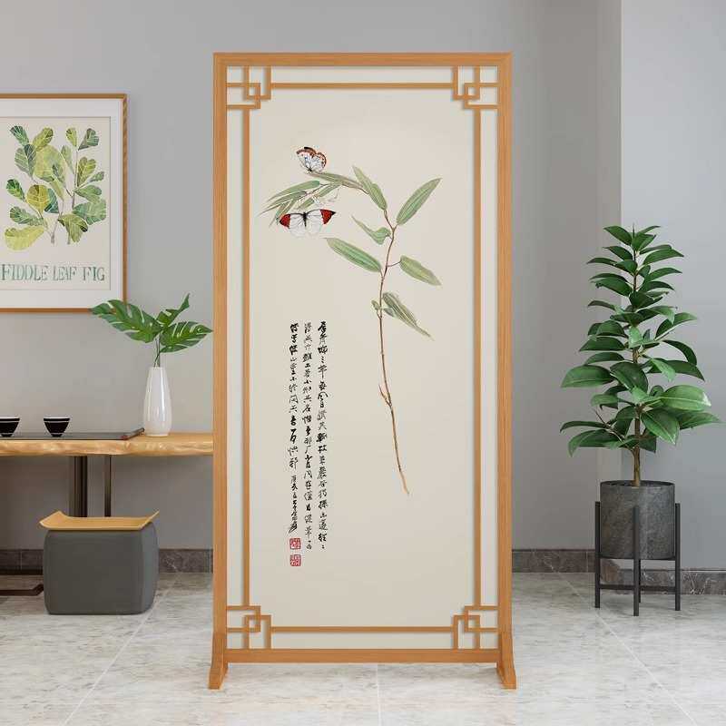新中式屏风隔断客厅茶室公寓卧室现代简约入户仿实木玄关座屏装饰