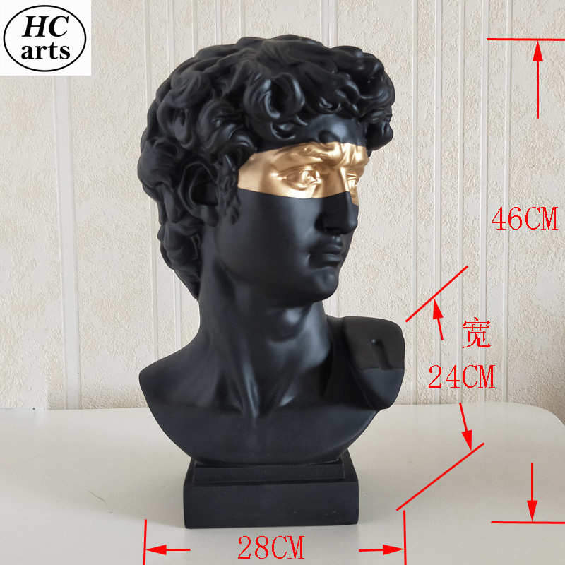 46cm高树美术脂桌面玄关酒店大卫蓝头像茵雕像克莱石膏仿摆件欧式