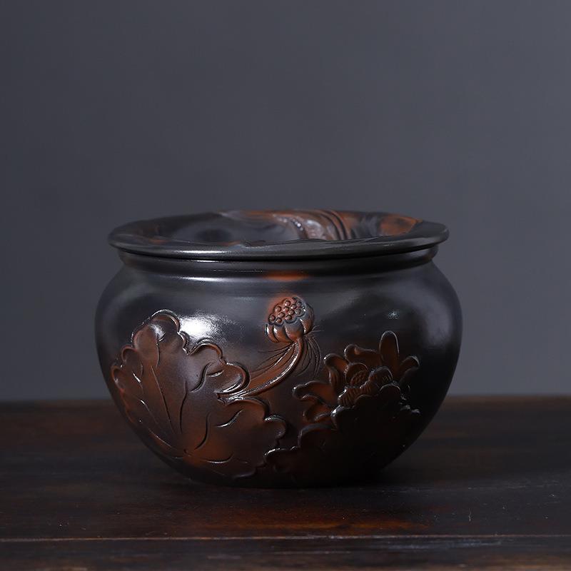 皓尘紫陶茶渣缸水盂茶洗茶渣分离废水缸茶桌家用大号水缸茶渣过滤