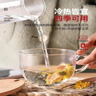 大容量玻璃马克杯带盖勺燕麦早餐杯可微波牛奶麦片碗水杯家用杯子