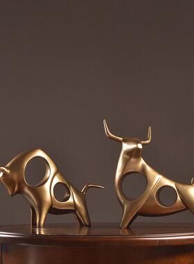 现代简约高档牛小摆件玄关客厅书柜办公室桌面家居酒柜创意装饰品