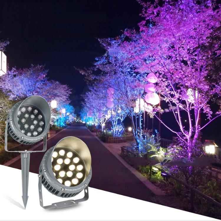 led圆形投光灯照树灯景观七彩rgb投射灯车轮款24v220v射灯地插灯