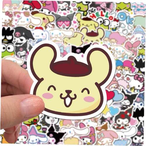 100pcs Mixed Cartoon Sanrio Stickers Cute Hello Kitty Cin