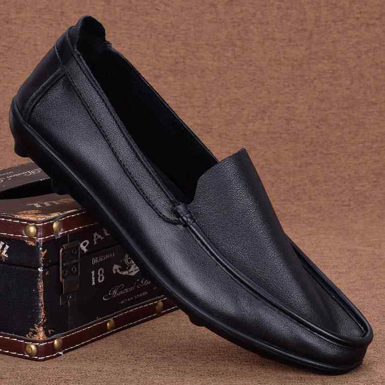 正品夏季透气男士豆青鞋潮流225软皮驾0车鞋年软底单层休闲豆皮鞋