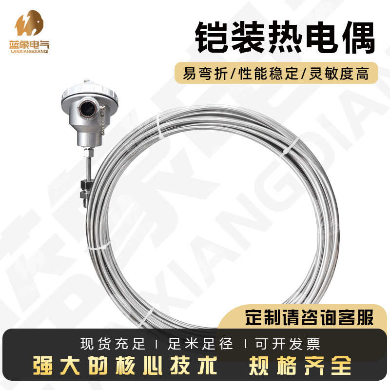 现货WRNK-131铠装热电偶热电阻耐高温可弯折冶金厂/化工厂/食品厂