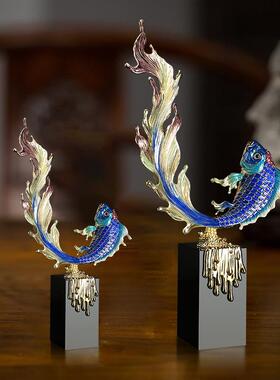 珐琅彩年年有余如鱼得水鱼摆件金鱼家居饰品客厅酒柜玄关饰品