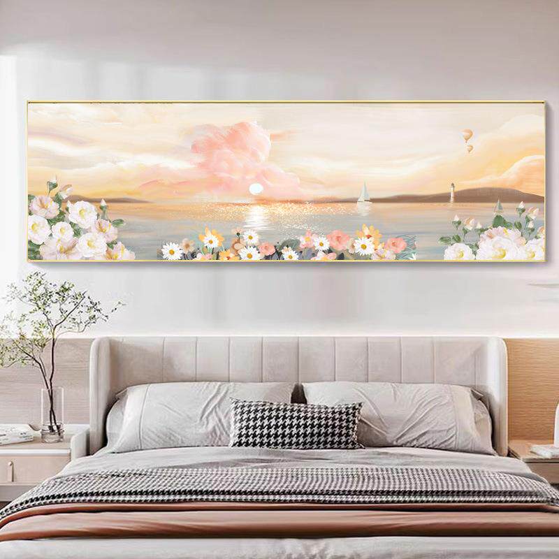 小清新床头现代约挂画画客厅简装画饰绿植花卉画奶油风沙发背景花