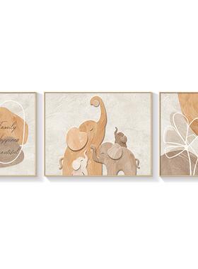 奶YS51772-油画风客厅饰画大三联画现代沙发背景墙挂装侘象寂风壁