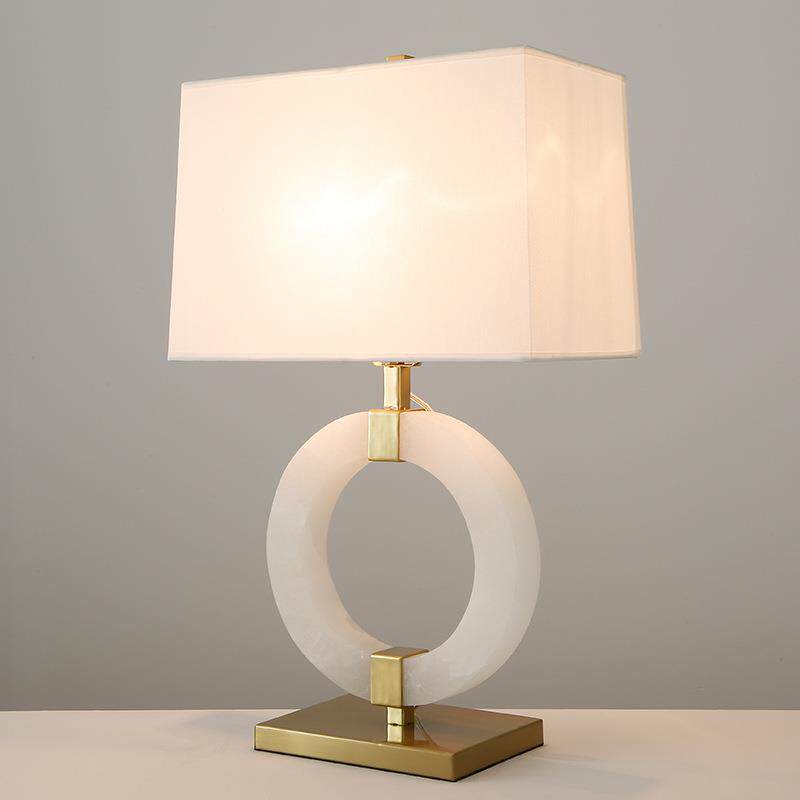 轻奢高档新中式大理石台灯卧室床头高级感客厅酒店书房设计师台灯