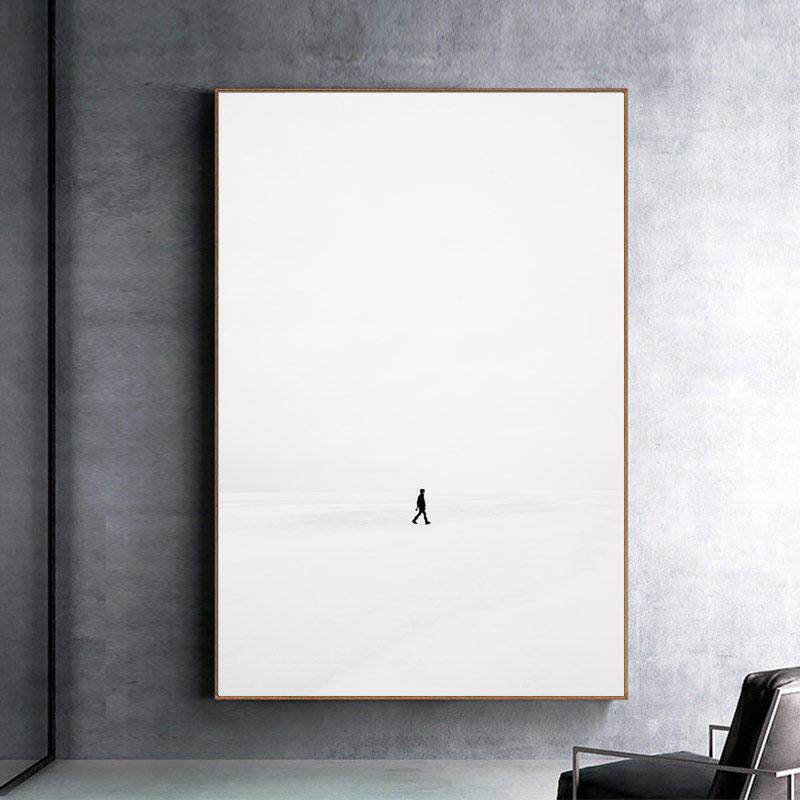 孤独的旅行 北欧现代极简抽象黑白挂画 画壁画 画工业风样板房装