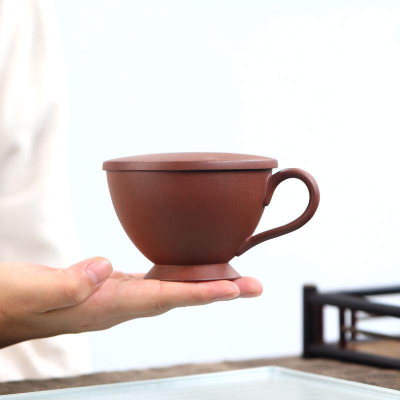 宜兴茶杯优雅带盖主人杯咖啡盖杯原矿紫泥家用办公手工茶具茶器