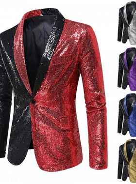 Performance dress, color blocked sequin suit, men's suit,