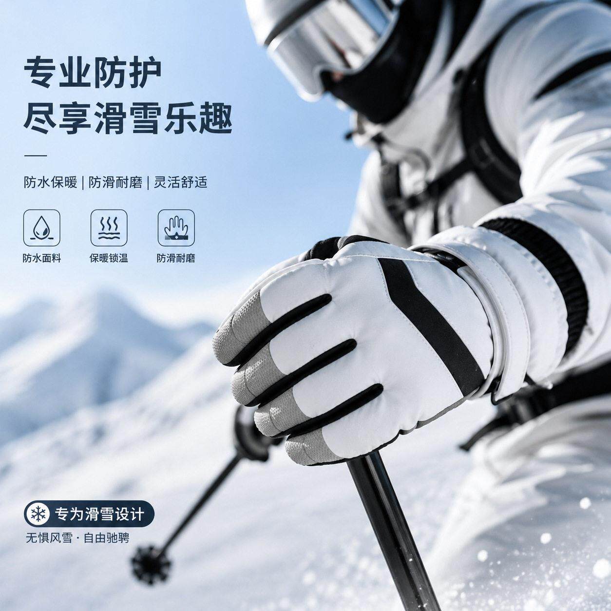 滑雪手套冬季保暖女士骑行加绒加厚防风防寒防泼水触屏情侣手套
