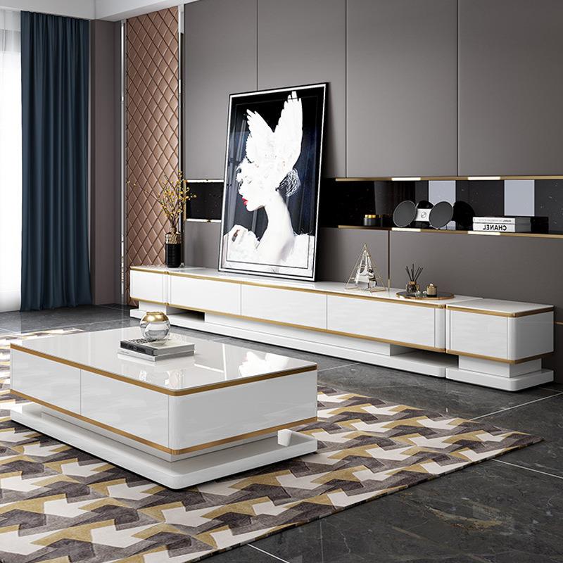 柜QS01轻奢电视家茶几组合几意式极简客厅套装烤漆用小户型长方形